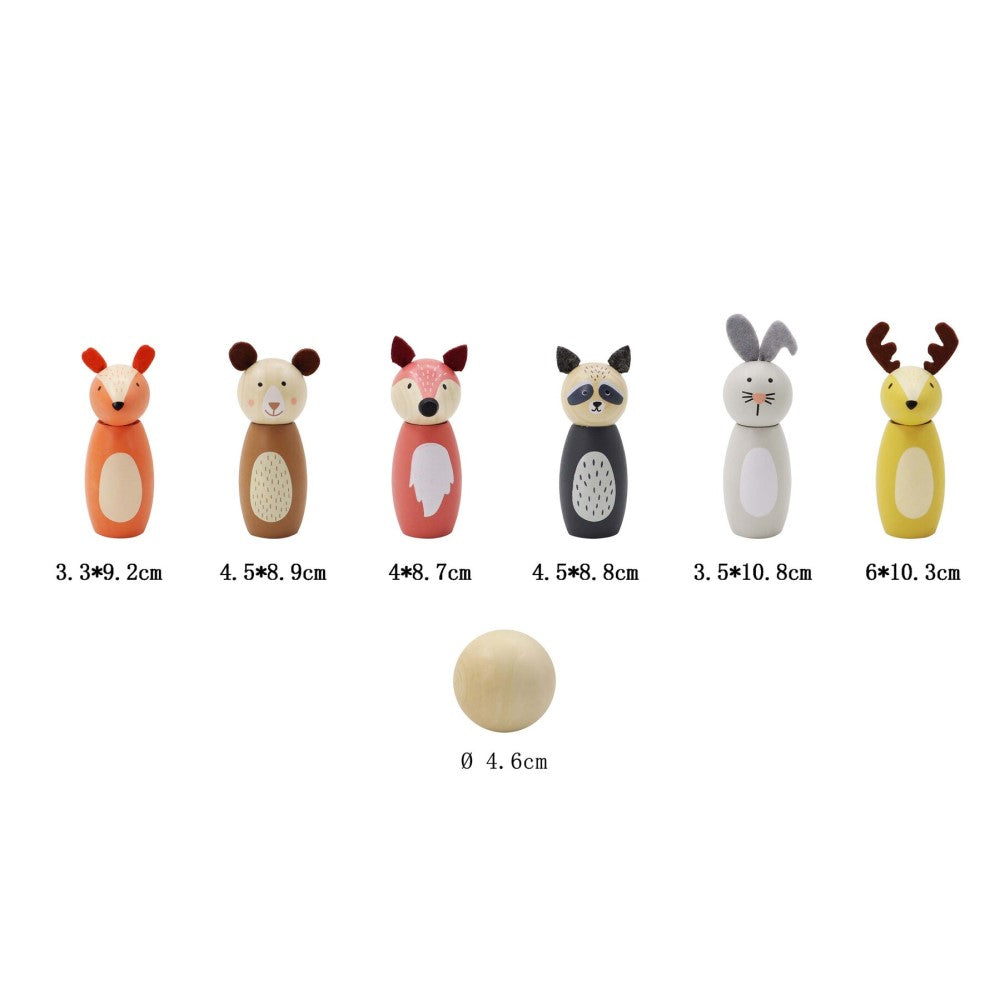 Wooden Animals Bowling Skittles Set