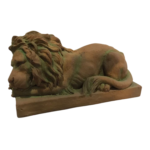 Antique-Inspired Statue Sleeping Lion Garden Decor