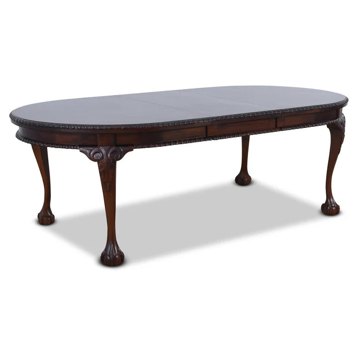 Antique Ball and Claw Foot Extension Table - Dark Mahogany