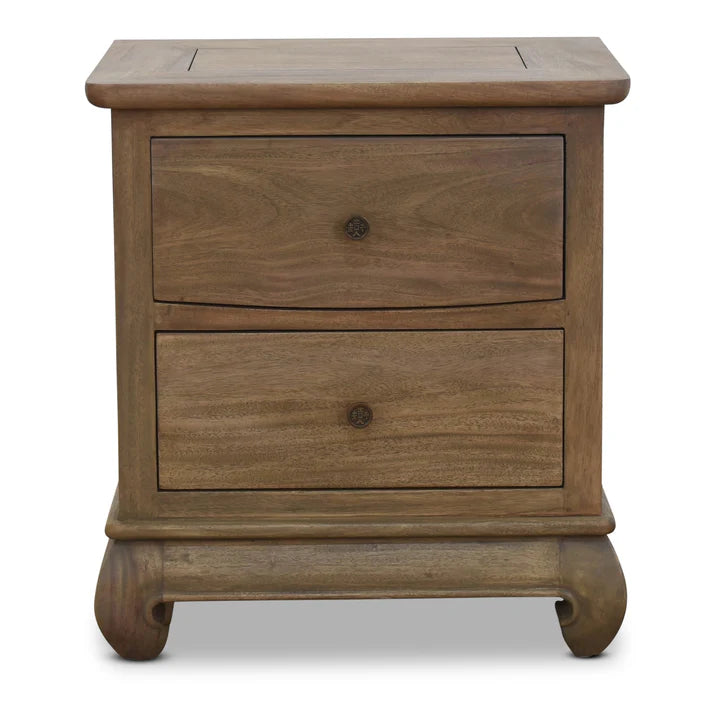 Antique Elegant Estate Bedside Table - Weathered Oak