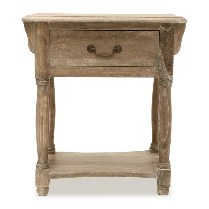 Antique Elegant Estate Side Table - Weathered Oak