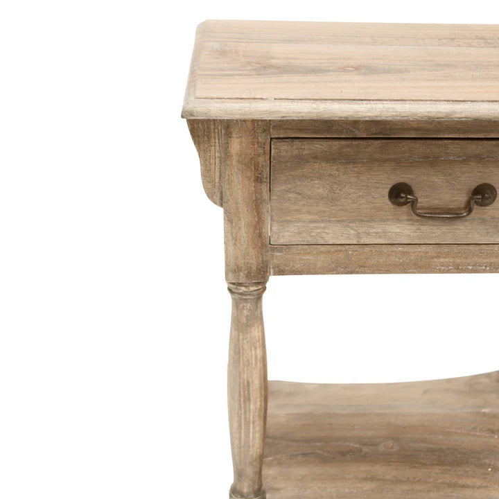 Antique Elegant Estate Side Table - Weathered Oak