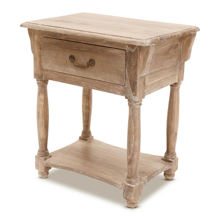 Antique Elegant Estate Side Table - Weathered Oak