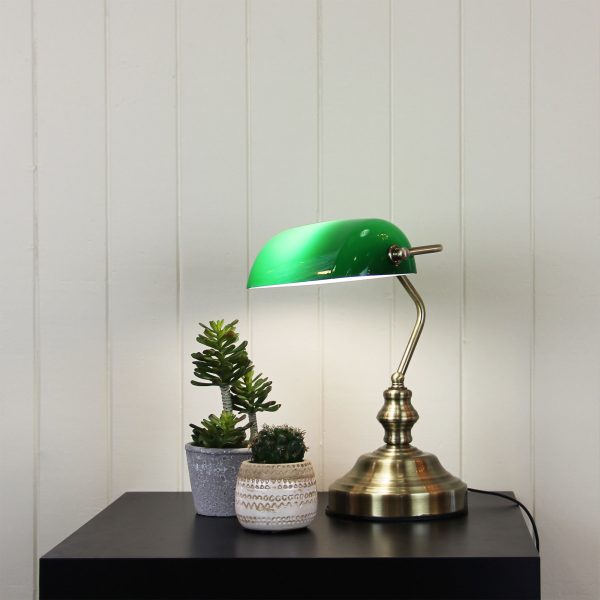 Antique Gloss Green Shade Lamp with Switch (Available in 3 Sizes)