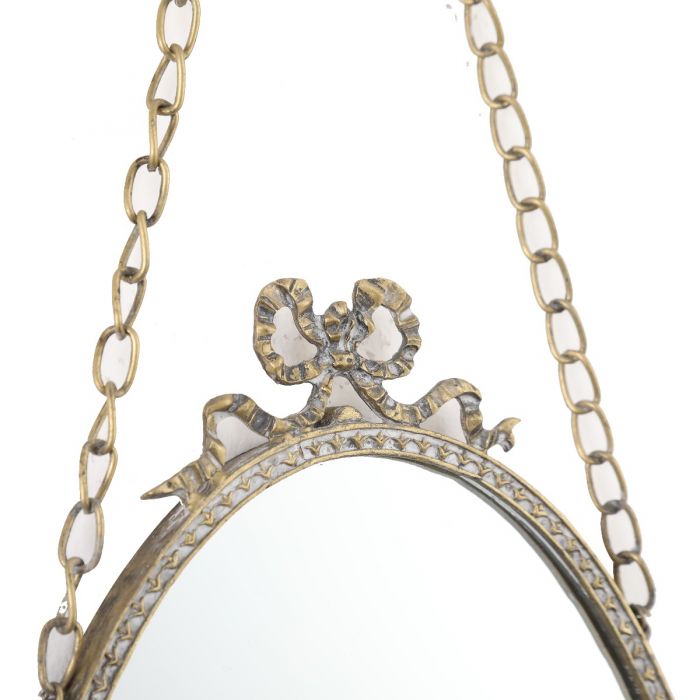 Antique Metal Frame Oval Hanging Mirror 30cms