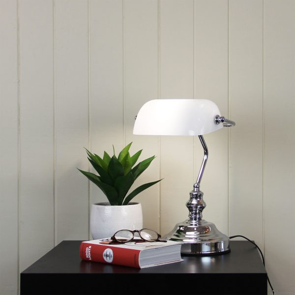 Antique On-Off Touch Gloss White Shade Lamp