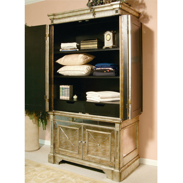 Antique Ribbed Mirrored Storage Cabinet