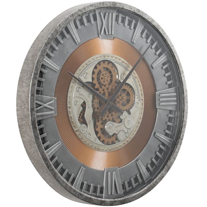 Antique Round Industrial Exposed Gear Movement Wall Clock - 80cms