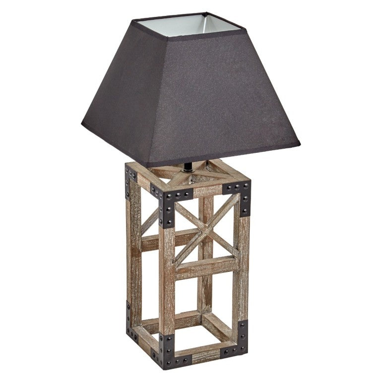 Antique Square Table Lamp with Black Shade