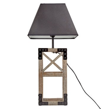 Antique Square Table Lamp with Black Shade