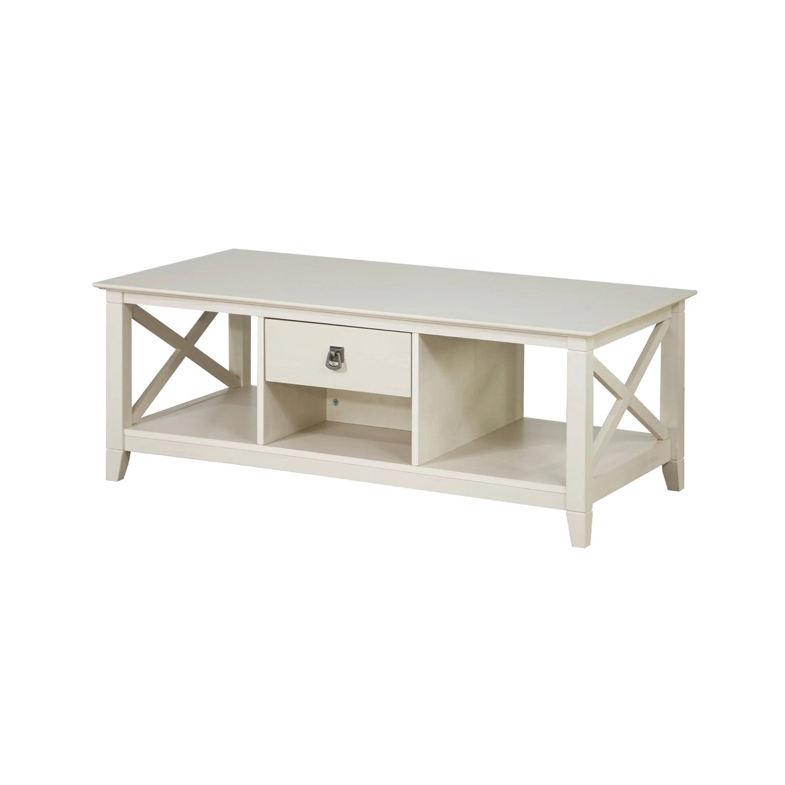 Vintage White Cross Design Engineered Wood Coffee Table