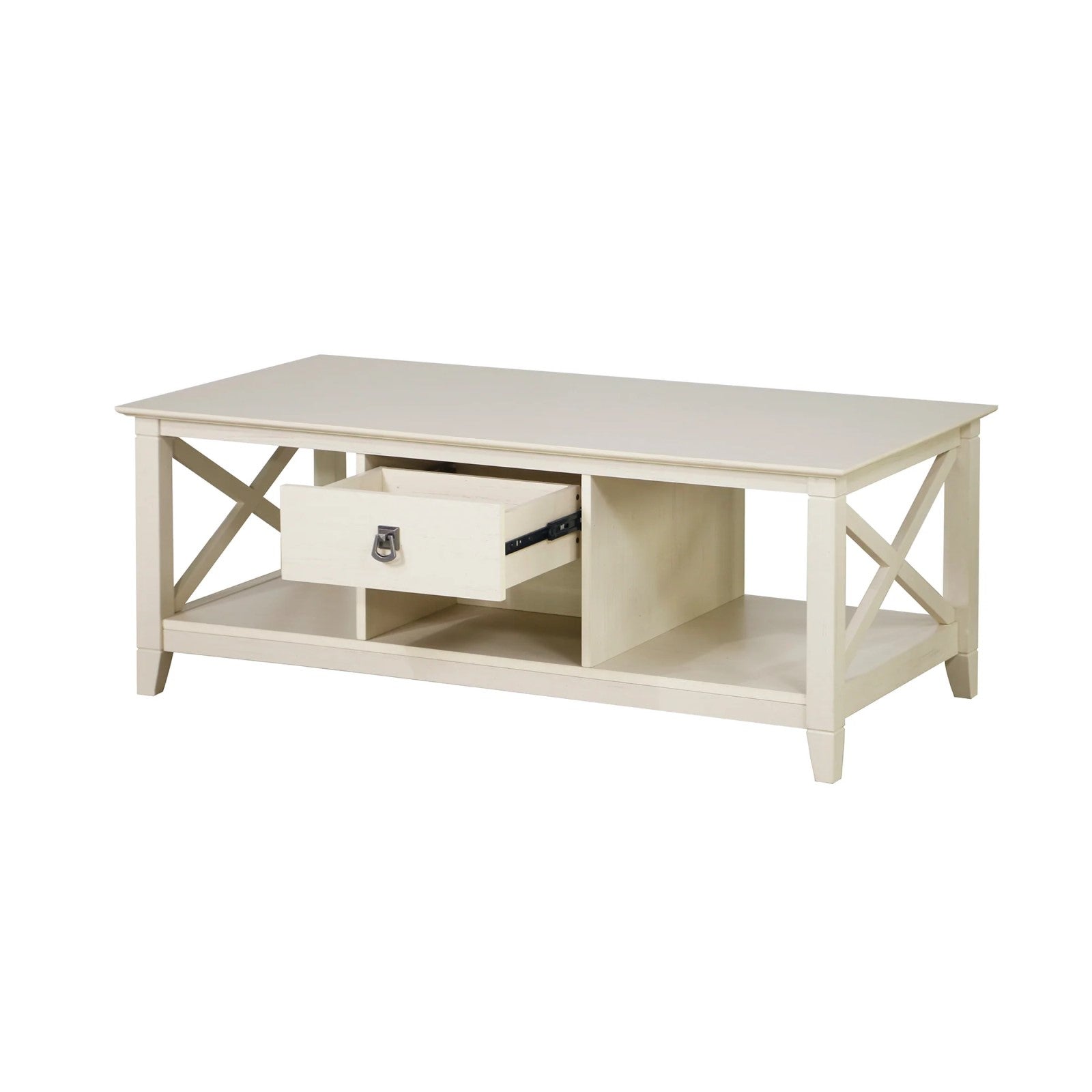 Vintage White Cross Design Engineered Wood Coffee Table