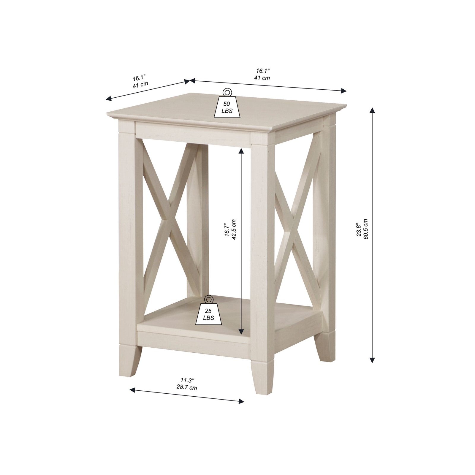 Vintage White Cross Design Engineered Wood Side Table