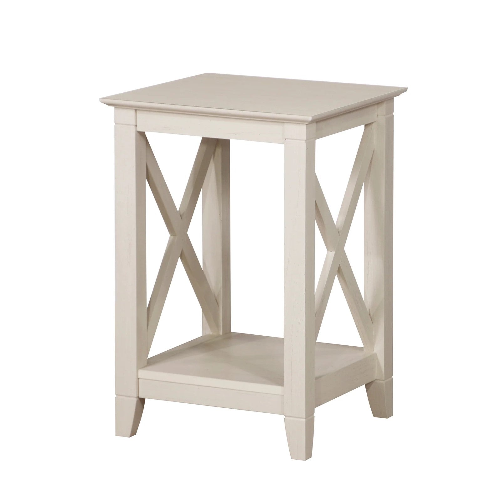 Vintage White Cross Design Engineered Wood Side Table