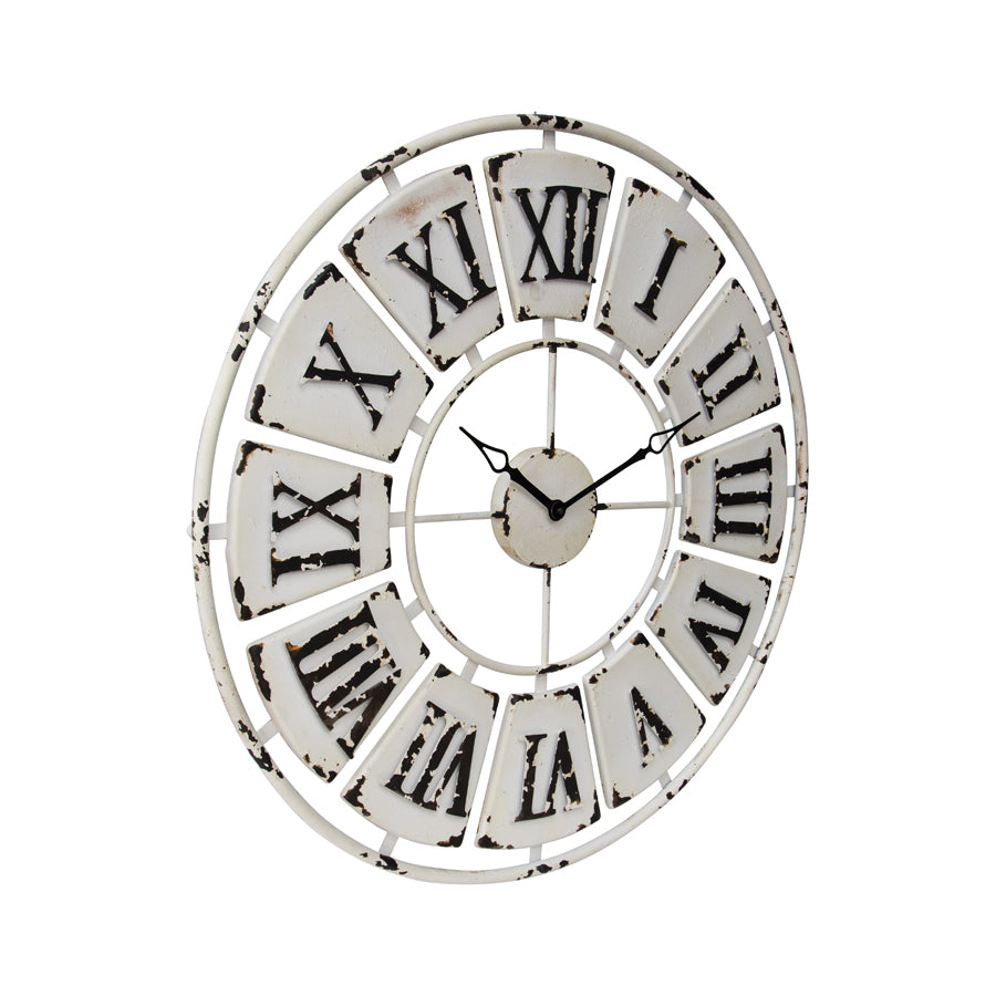 Antique White Roman Numeral Wall Clock - 84cms