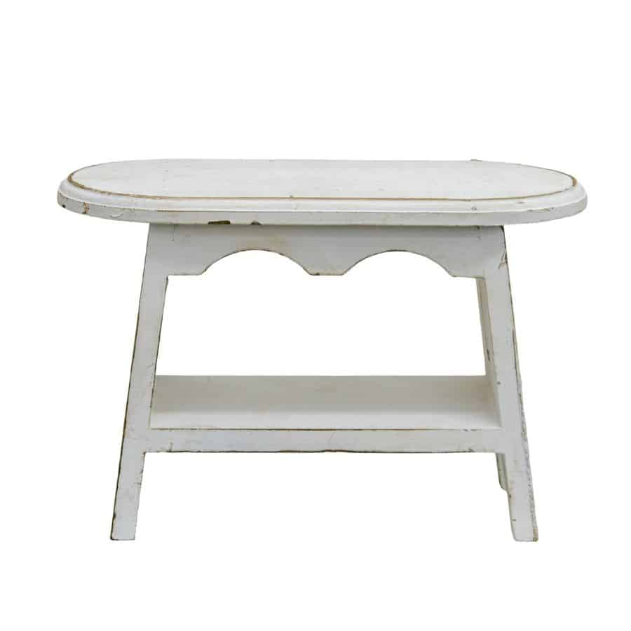 Antique Wooden White Milking Stool - 21cms