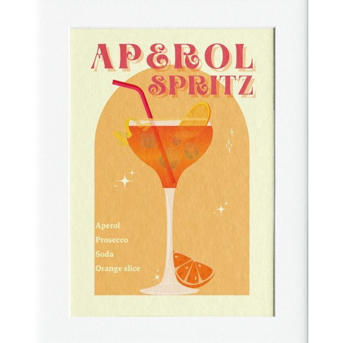 Aperol Spritz Yellow Mounted Print Wall Decor - 40x50cms