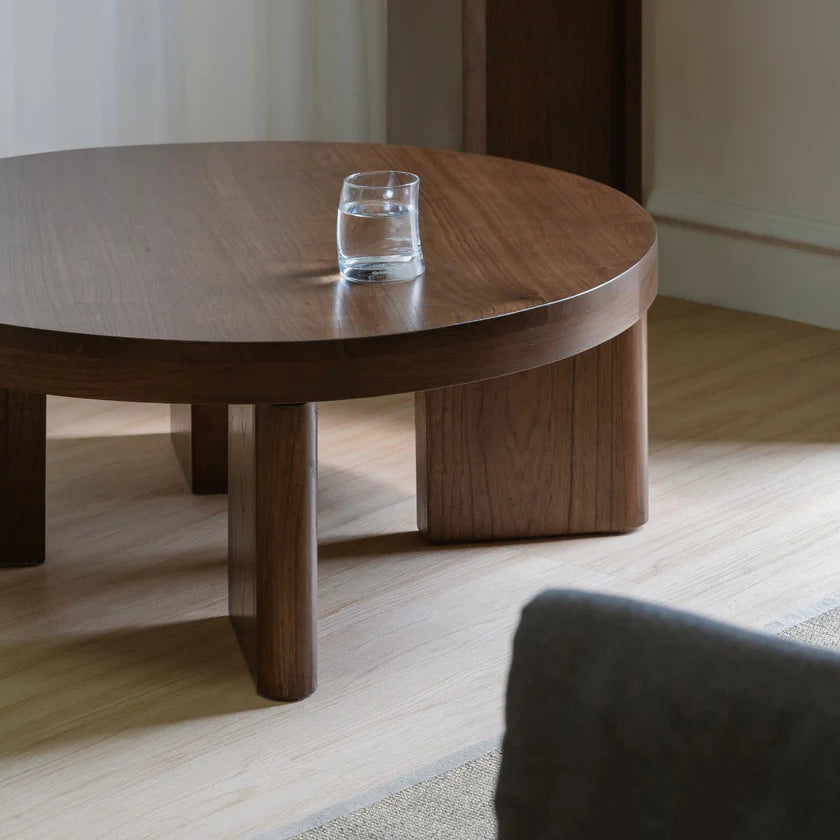 Apollo Contemporary Walnut Timber Coffee Table - 90cms