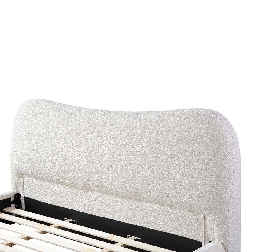 Art Deco Inspired Bed Frame - Cream White Boucle (King)