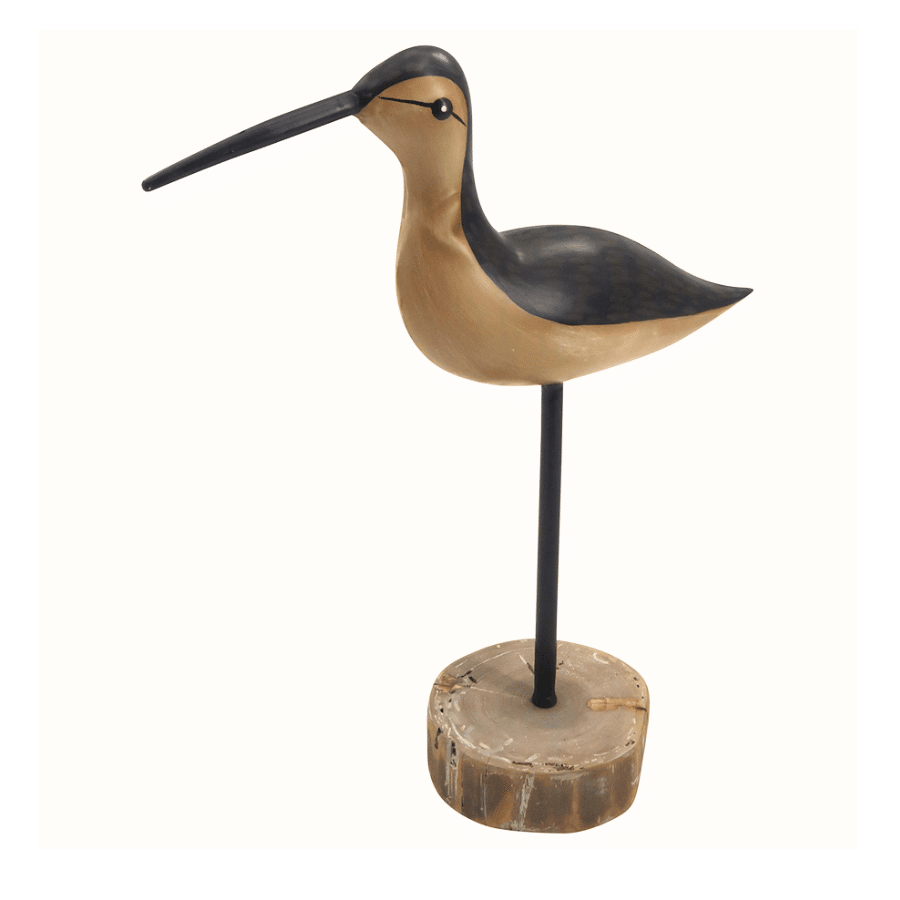 Artful Black Plumage Bird on Wood Base - 37cms