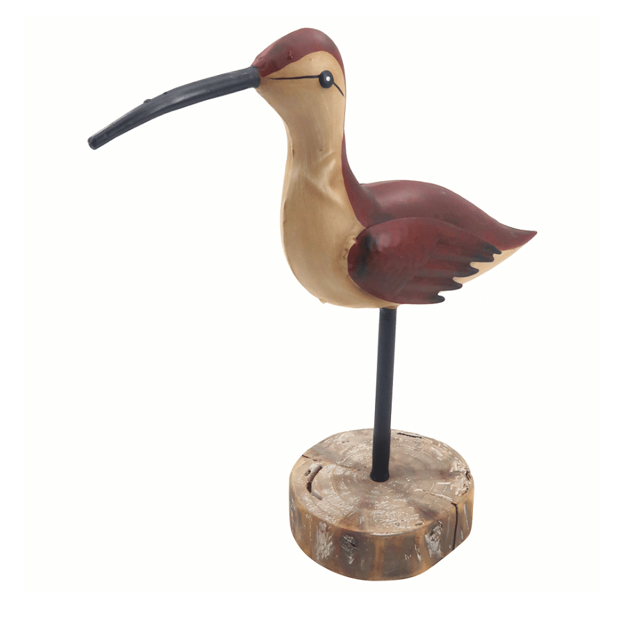 Artful Brown Plumage Bird on Wood Base - 31cms