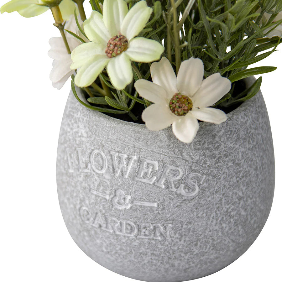 Artificial Lavender & Daisy Bunch in Grey Pot - 16x16x22cms