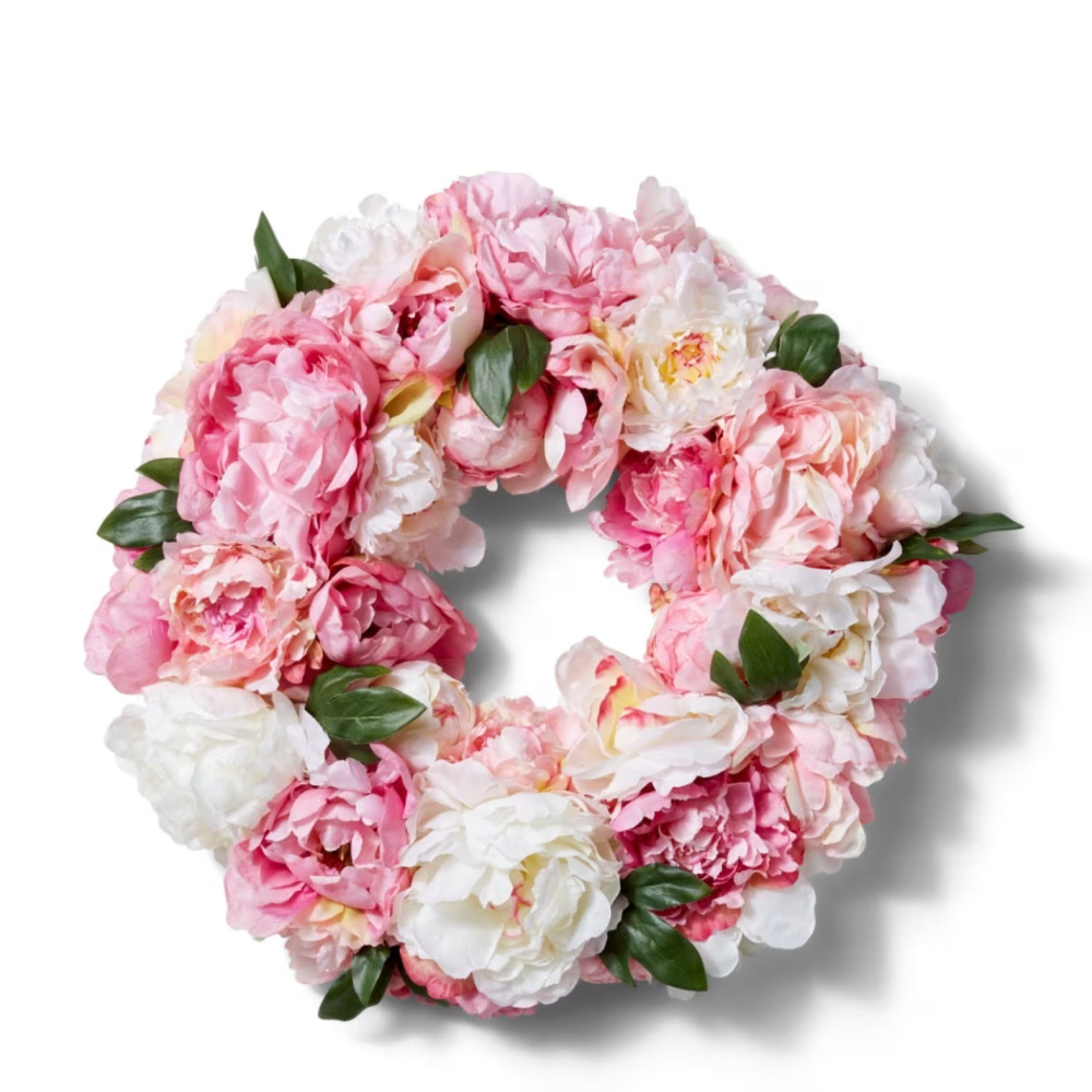 Artificial Peony Angelica Wreath - Pink - 51cms