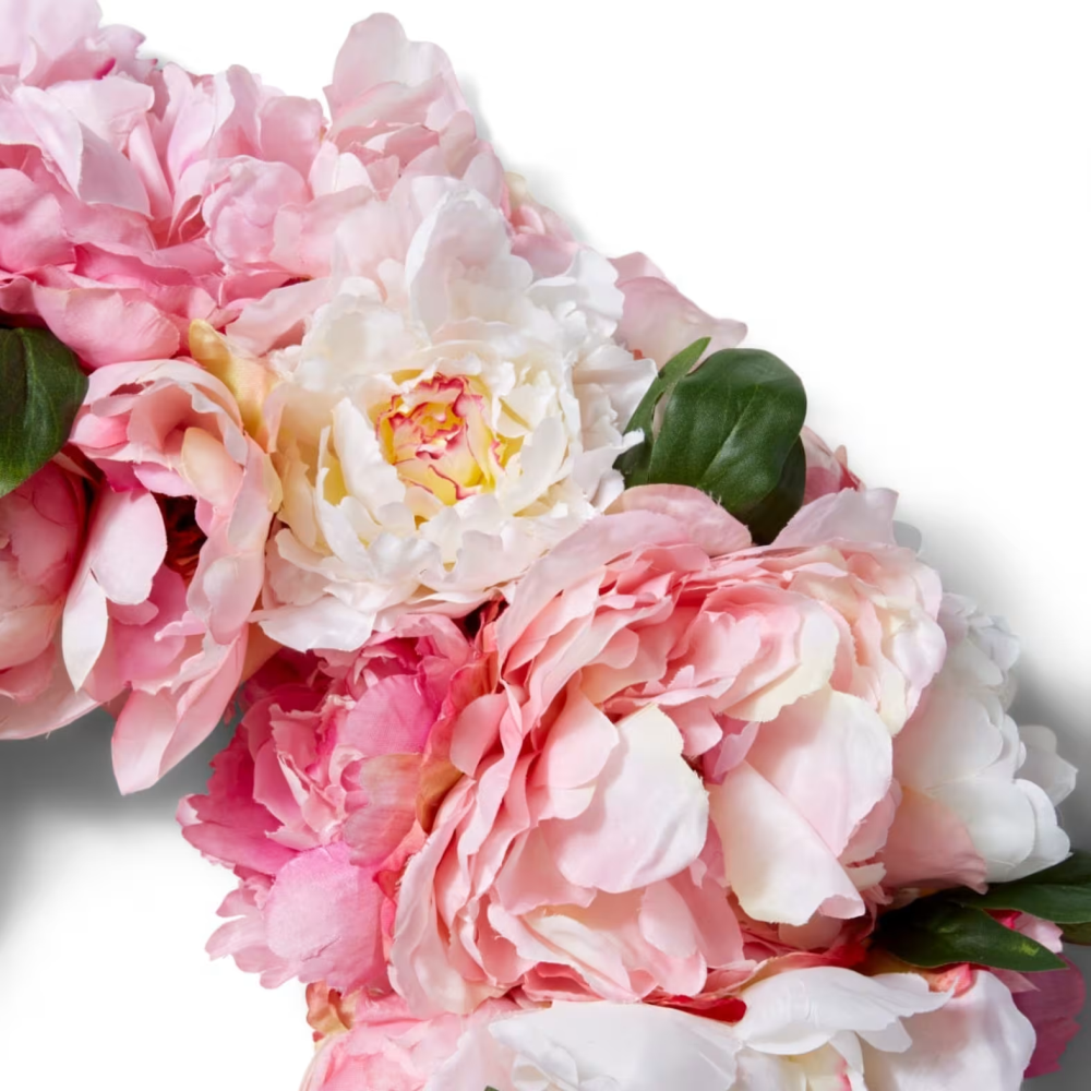 Artificial Peony Angelica Wreath - Pink - 51cms