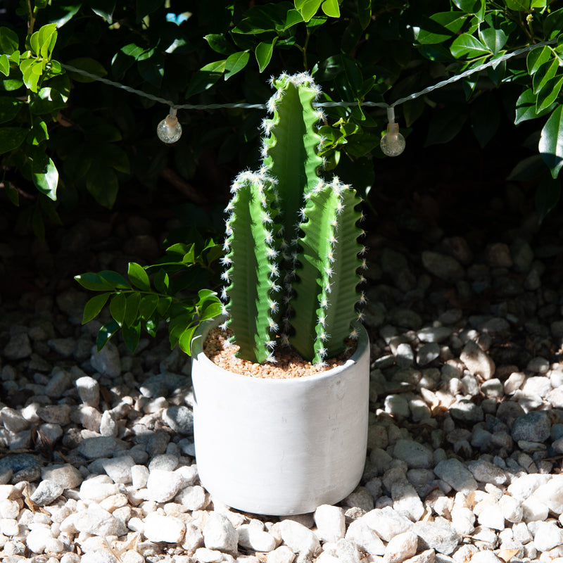 Artificial Plastic Cactus Cement Pot - 30cms