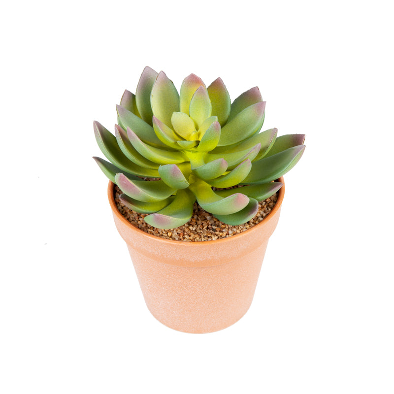 Artificial Plastic Green Lotus Plastic Pot - 19cms