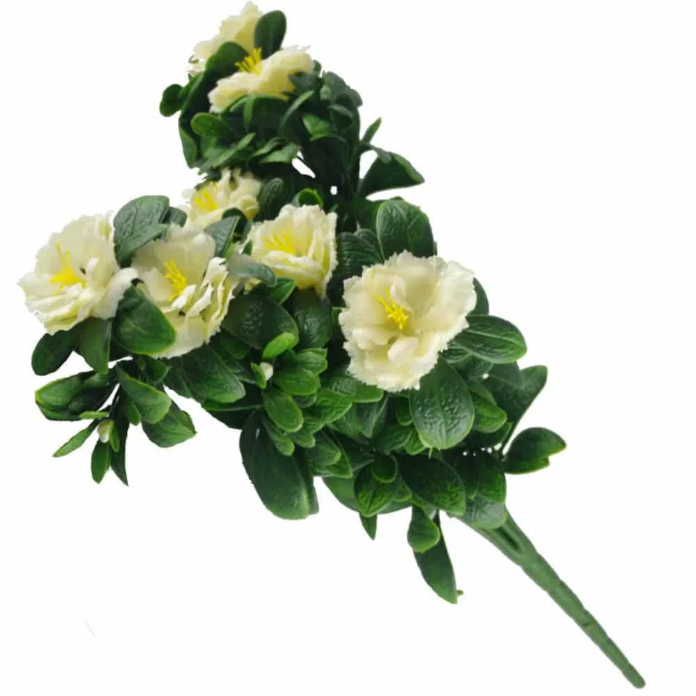 Artificial UV Resistant White Rose Bunch 45cms