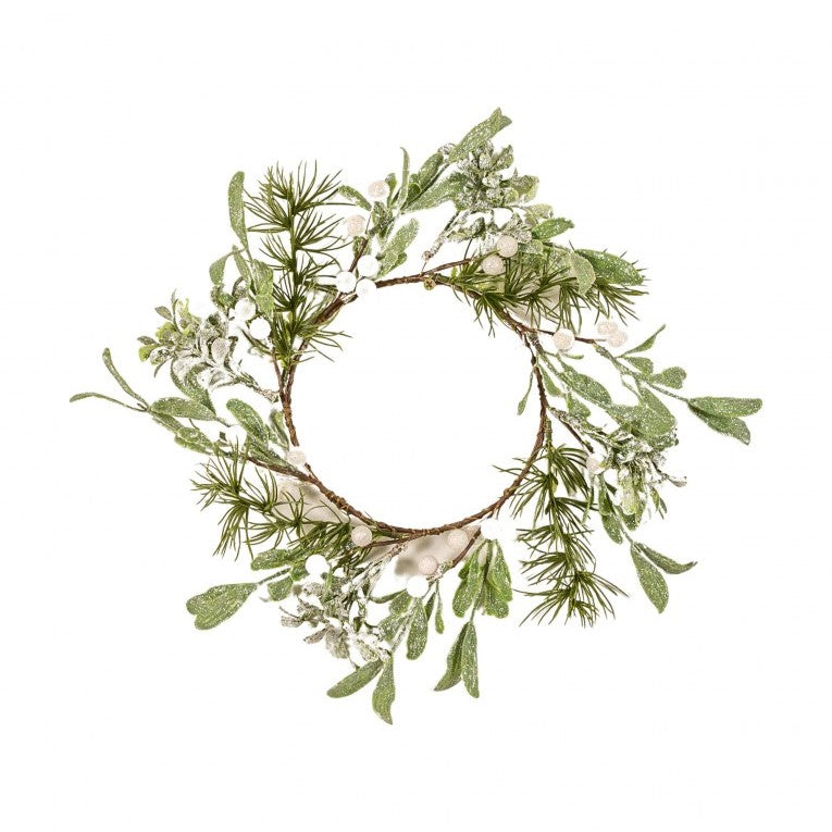 Artificial White Berry Olive Leaves Candle Ring (Available in 2 sizes)