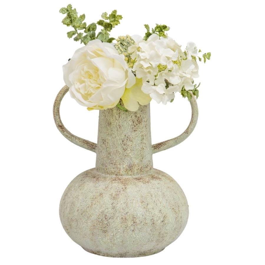 Artisan Aged Vase with Wide Base and Dual Handles - 26.5cms