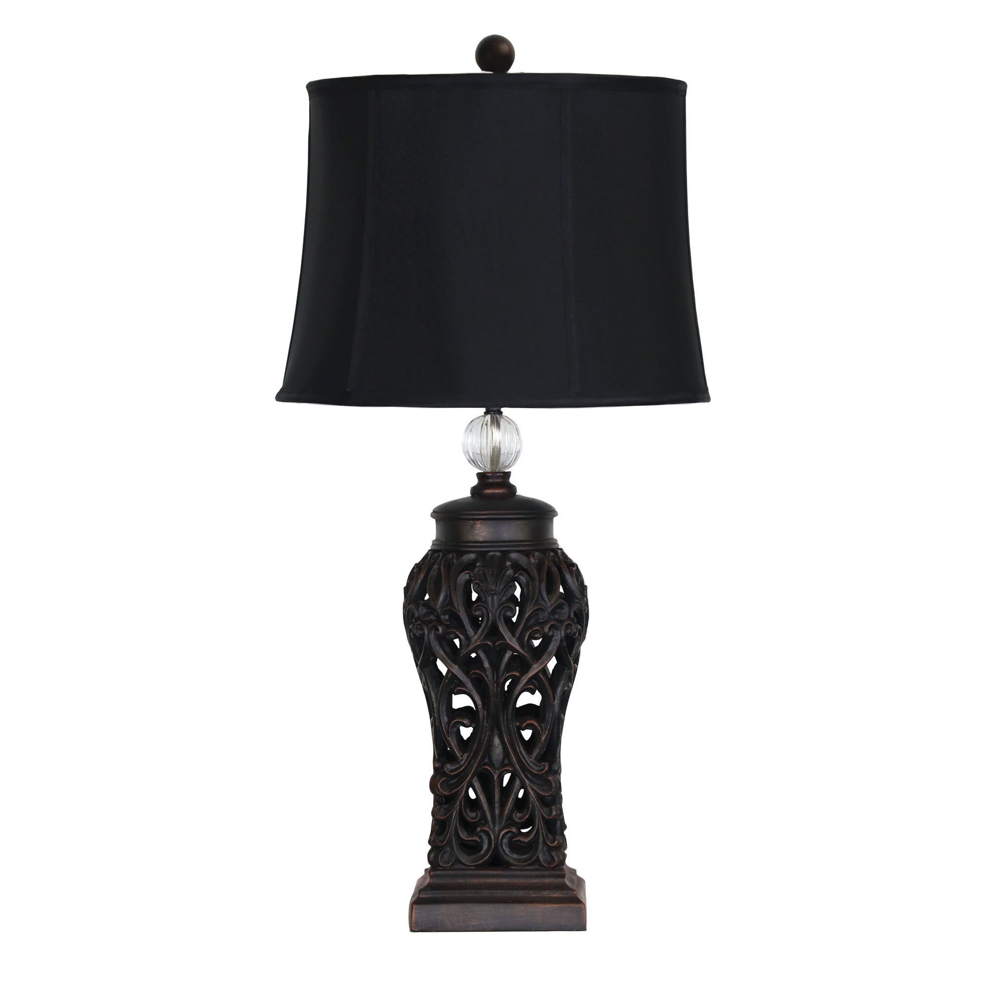 Artisan Black Ceramic Table Lamp with Harp Shade - Black