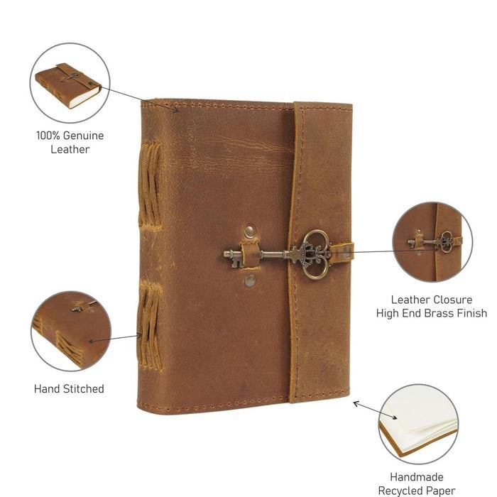 Artisan Crafted Leather Journal with Key Closure