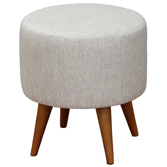 Artisan Round Upholstered Ottoman - Light Grey