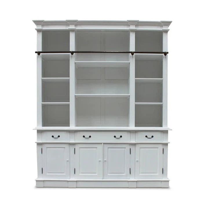 Artisanal Estate Bookcase with Ladder - White