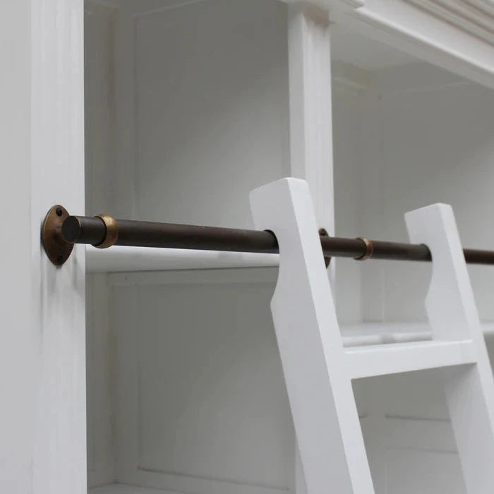 Artisanal Estate Bookcase with Ladder - White