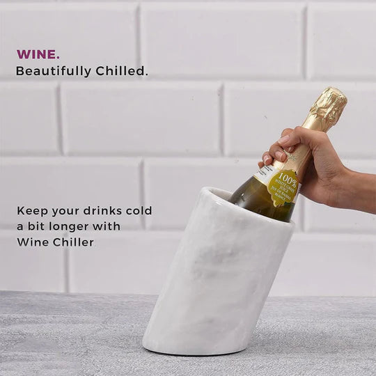 Artisanal Marble Fancy Wine Chiller - White