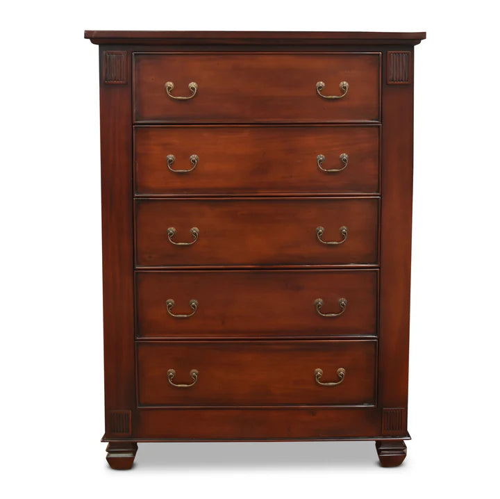 Artistic Cezanne Wooden 5 Drawer Tallboy - Rose Mahogany