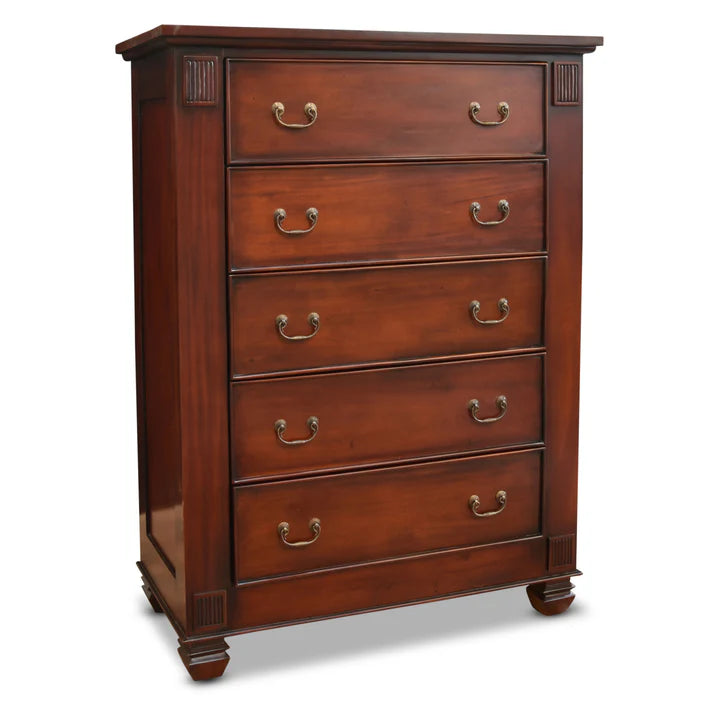 Artistic Cezanne Wooden 5 Drawer Tallboy - Rose Mahogany