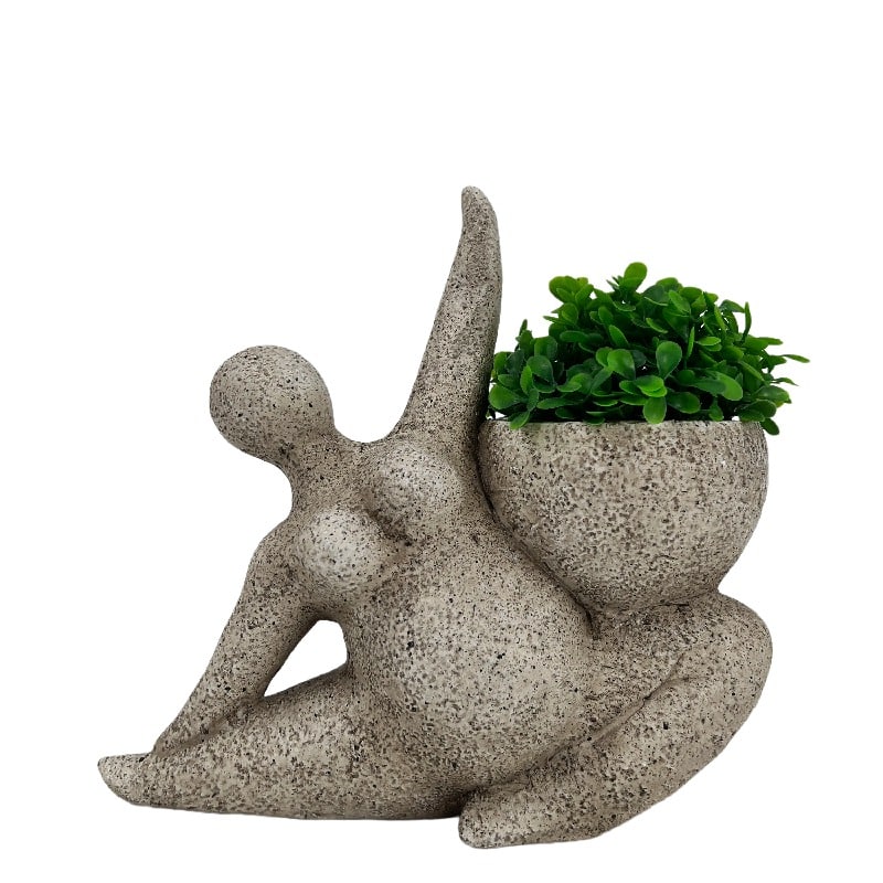 Arty Yoga Lady Planter with Hole Plug- 22cms