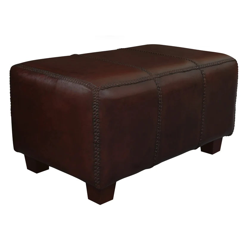 Windsor Genuine Leather Ottoman - 80cms