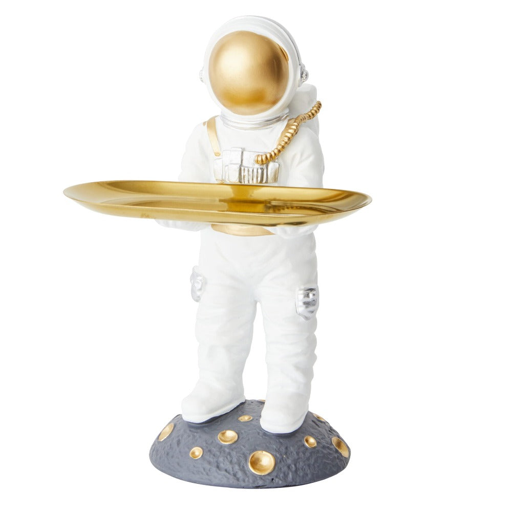 Astronaut Designer Trinket Tray - White & Gold