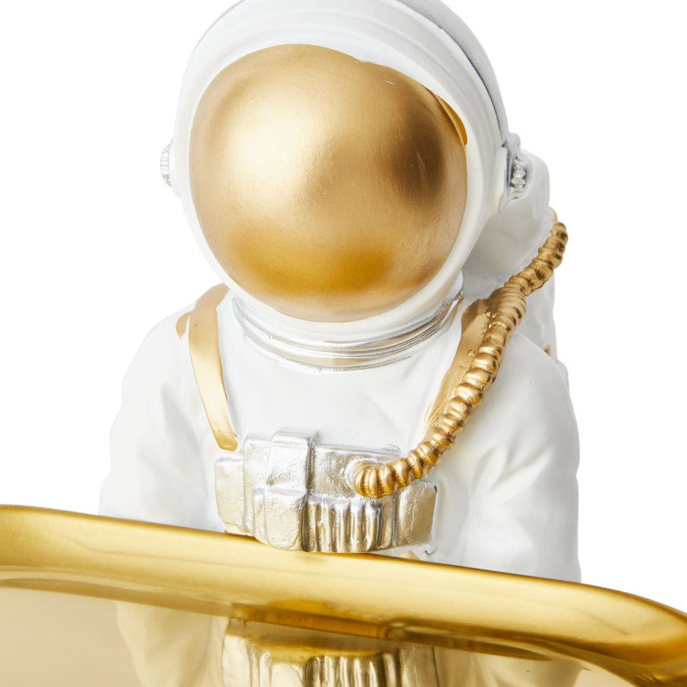 Astronaut Designer Trinket Tray - White & Gold