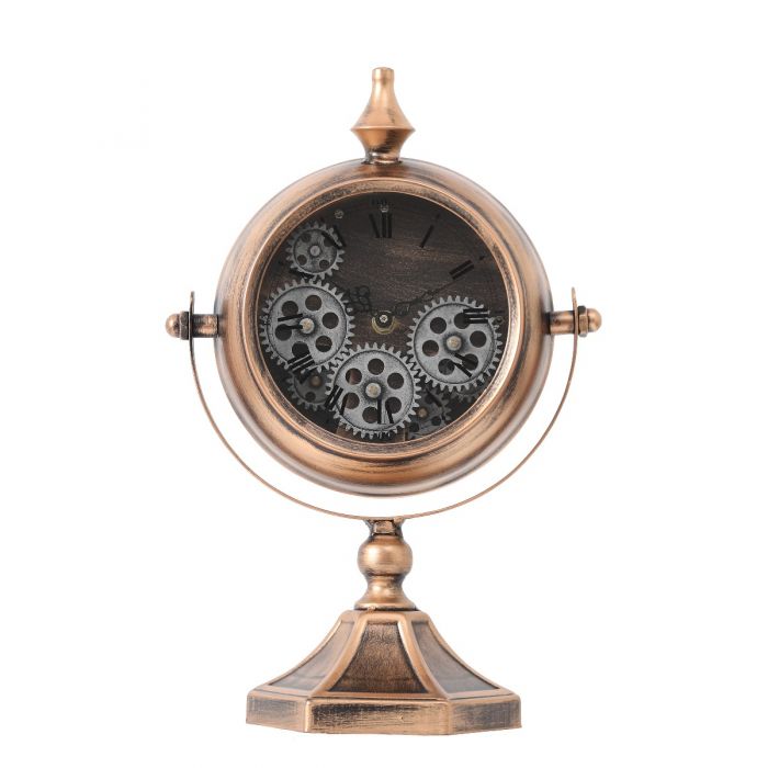 Atlas Bedside Exposed Gear Movement Clock - Rose Gold Copper