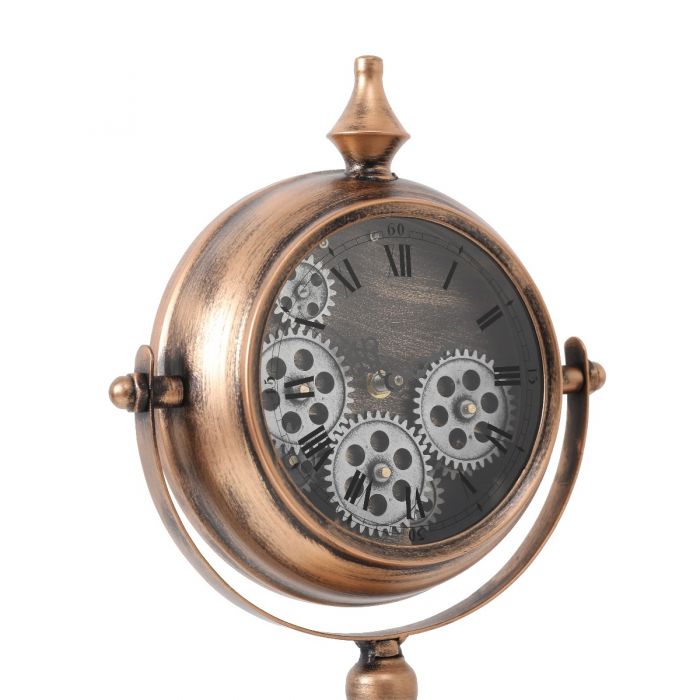 Atlas Bedside Exposed Gear Movement Clock - Rose Gold Copper