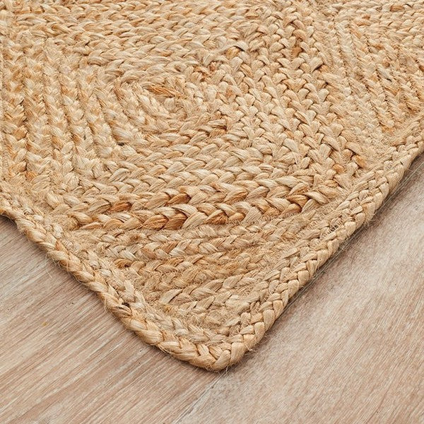 Atrium Hatch Natural Flat Weave Jute Rug - 270x180cms