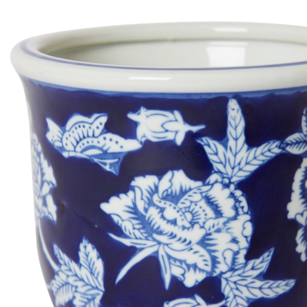 Attractive Floral Eunice Pot - Blue/ White