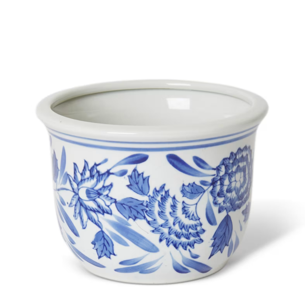 Attractive Floral Florence Pot - Blue/ White